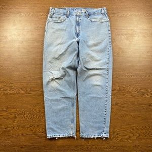 Vintage 90s thrashed Levi’s 550 38x30 light wash baggy fit jeans
